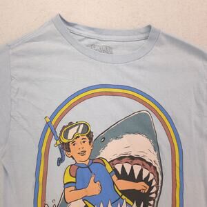 Steven Rhodes Stay Positive Graphic Crew Neck Shirt Mens Size Small S Blue